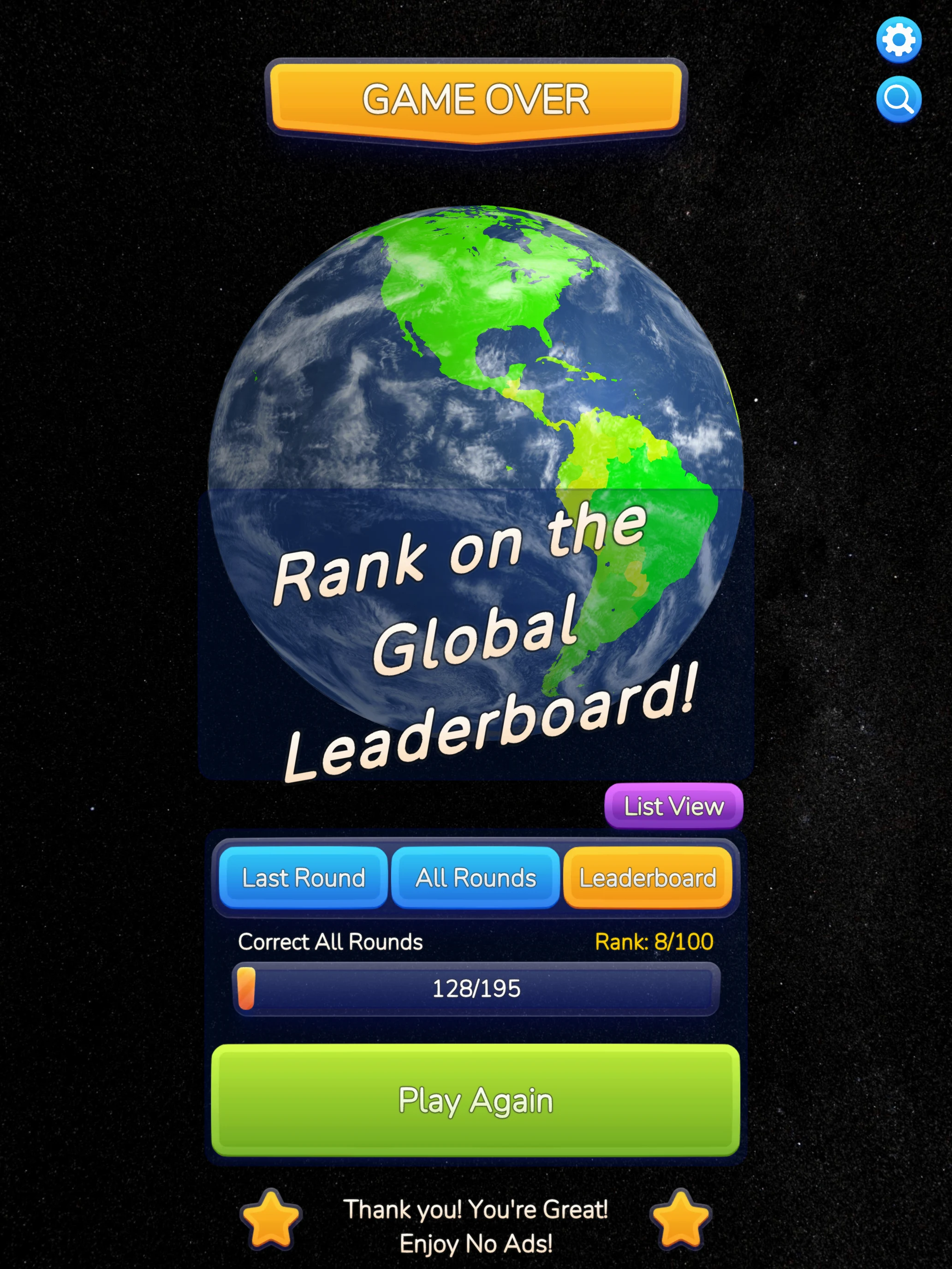 Globe Guess 3D screenshot