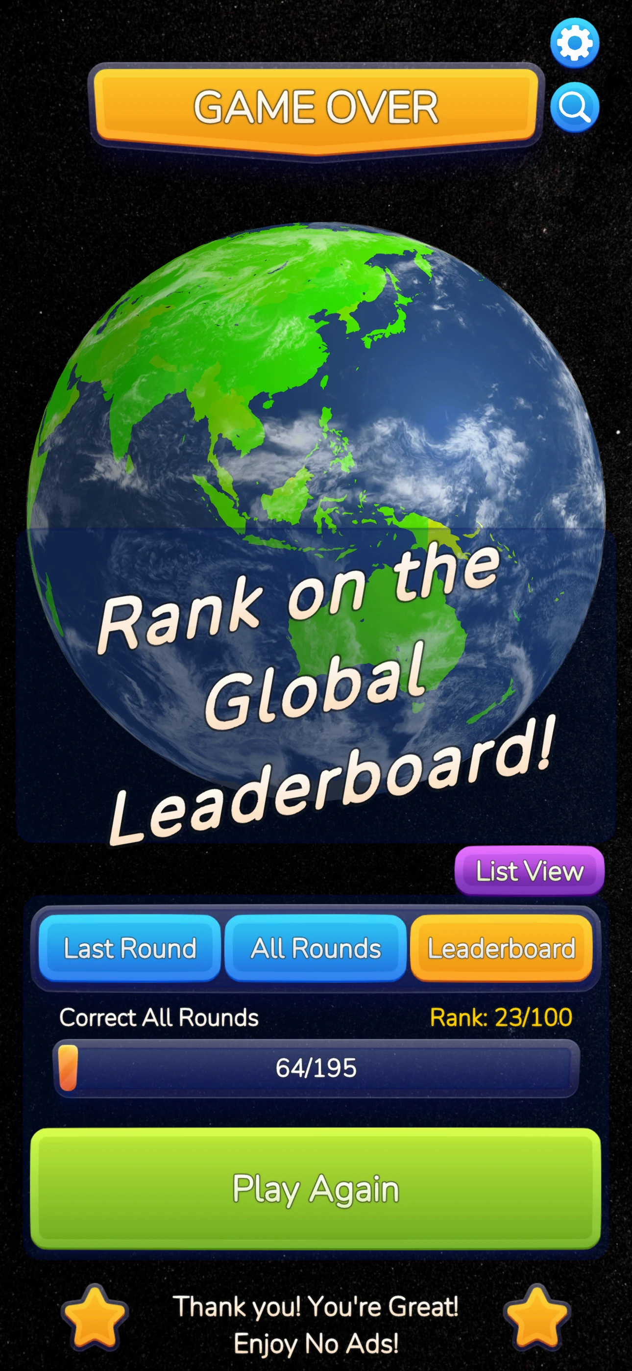 Globe Guess 3D screenshot