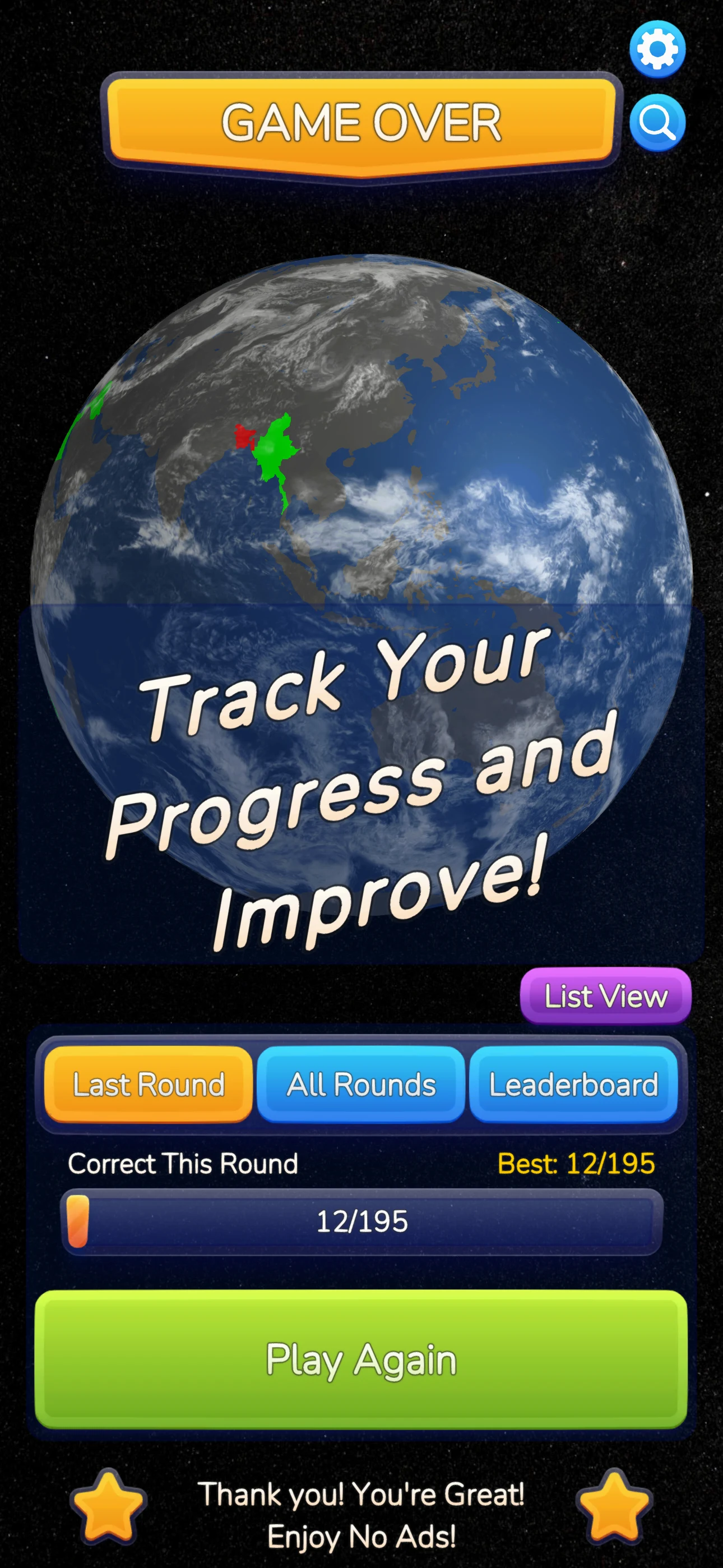 Globe Guess 3D screenshot